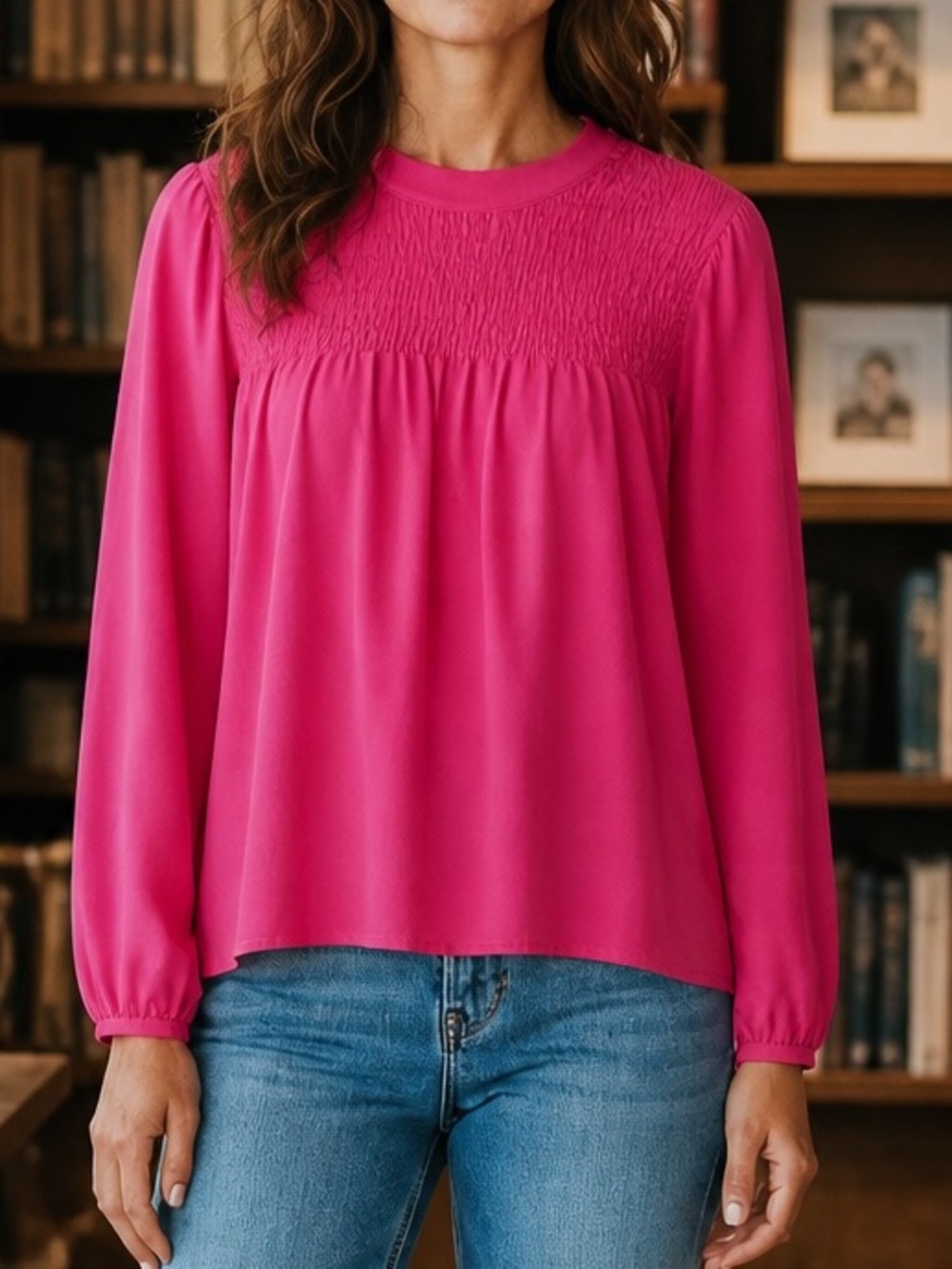 Banana Republic Pink Smocked Bell top Size S